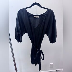 Black Satin Kimono Dress